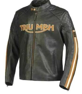 TRIUMPH BLACK MOTORBIKE/Motorcycle Racing Biker Jacket(cowhide leather) - Picture 1 of 3