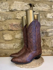 Justin Cherry Brown Leather Cowboy Boots Women’s Size UK 5 US 7B Made In Mexico - Imagen 1 de 22