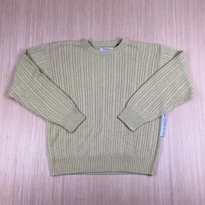 Vintage Options maglione illimitato uomo med beige seta misto cashmere maglia cavo - Foto 1 di 13