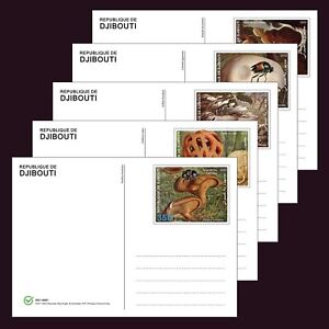 Mushrooms MNH Stationery Cards 2022 Djibouti Set of 5 Cards 100% Recycled Paper