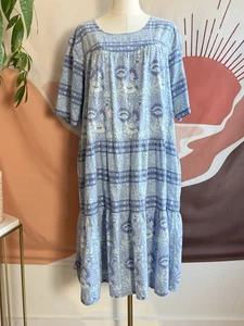 The Vermont Country Store Dress Women’s Size XL Floral Pockets Tiered Blue - Picture 1 of 11