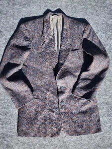 VINTAGE Pierre Cardin Mens Tweed Blazer Sport Coat Jacket Wool Rainbow 40R Gray - Picture 1 of 14