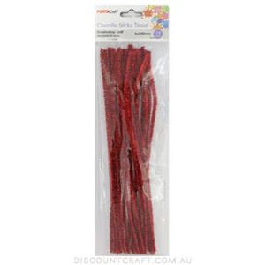 Chenille Stems Tinsel 6mm 24pc - Red - Picture 1 of 1