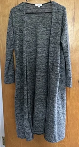 LuLaRoe Damen offene Strick lange Staubmantel Strickjacke Größe Medium grau Taschen - Bild 1 von 4