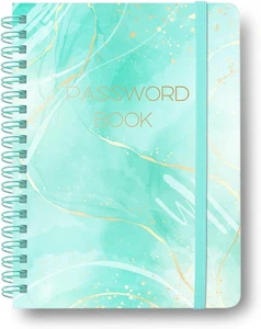 Password Book with Alphabetical Tabs - Spiral Password Notebook for Internet & C - Picture 1 of 12