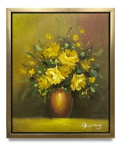 Pintura al óleo artística original de Nueva York de flores de bodegones sobre lienzo 8x10 enmarcada - Imagen 1 de 6