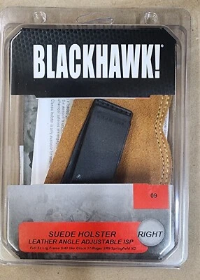 BLACKHAWK Glock 17 Ruger SR9 IWB RH SUEDE LEATHER ISP HOLSTER ANGLE ADJUSTABLE - Image 1 of 4