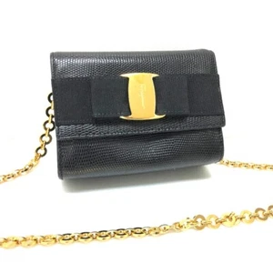 SALVATORE FERRAGAMO Vara Ribbon Pochette Chain Shoulder Bag Black - Bild 1 von 12