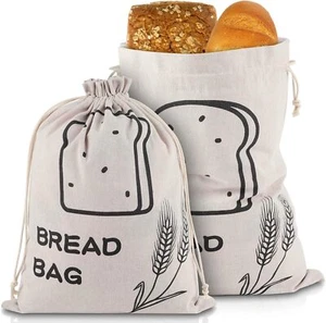 Bread Bags, 2 Pack Linen Bread Bags, Bread Bags for Homemade Bread Storage with - Picture 1 of 5