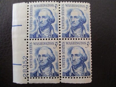  Vintage Rare George Washington 5 Cent Blue U.S. Postage Stamp 4 Unshaven Unused - Image 1 of 3