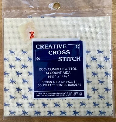 CREATIVE CROSS STITCH 100% Cotton 14 Count Aida, Carousal Horse Border Print-NEW - Image 1 of 4