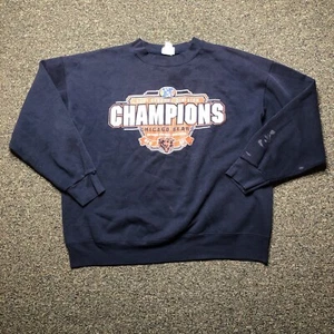 Felpa girocollo VINTAGE Chicago Bears adulto extra large blu pullover 2001 - Foto 1 di 12