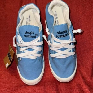 Simply Southern blaue Canvas-Sneaker Damengröße 9 neu mit Etikett, Spuren auf beiden Sohlen - Bild 1 von 8