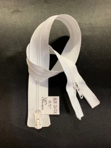 19.5" White Nylon 2-way Separating Zippers with Asymmetrical Metal Pulls - Picture 1 of 3