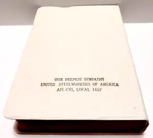 The Holy Scriptures In Memory Memorial Bible 1963 For United Steel Workers Amer. - Foto 1 di 8