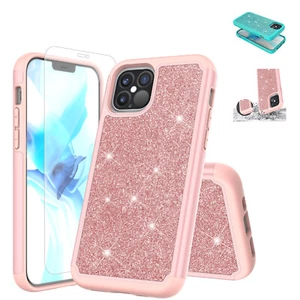 Für iPhone 12 Pro Max 6,7" HD Glas Glitzer Bumper Handyhülle Stoßfest - Bild 1 von 14