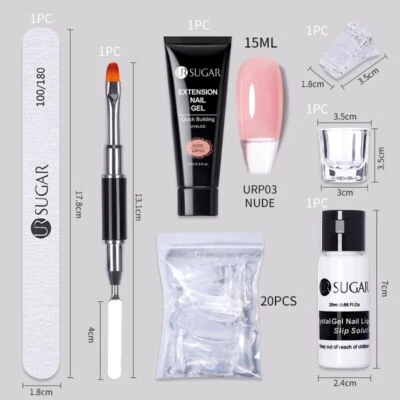 Set Gel Estensione 15ml Nail Art Nail Art Francese Trasparente Mimetico Forma Punta Unghie - Immagine 1 di 4