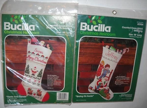 Bucilla Counted Cross Stitch Stocking Kits SPYING ON SANTA & SANTA AND FRIENDS - Picture 1 of 7