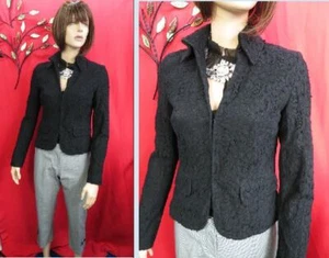 Karen Millen black grey check smart trousers & K Millen black lace jacket UK 12 - Picture 1 of 12