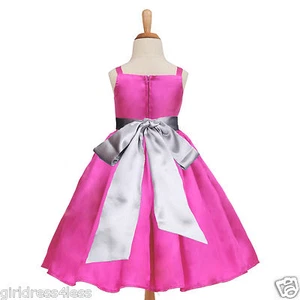 Fuchsia Hot Pink Easter Wedding Party Flower Girl Dress 12M 18M 2 4 6 8 10 12 - Picture 1 of 39