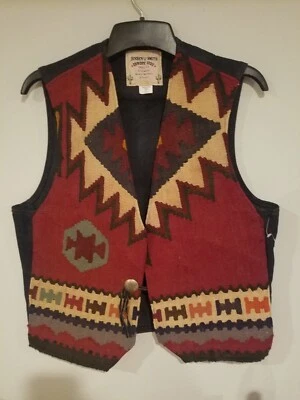 NEW/Vintage Jensen & Smith Turkish Kilim / Black Denim Vest. Sz Large - Image 1 of 4