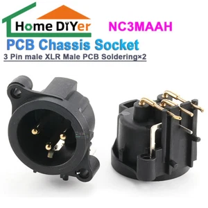 2×NC3MAAH 3 Pin male XLR Male PCB Chassis Socket PCB Soldering - Picture 1 of 12