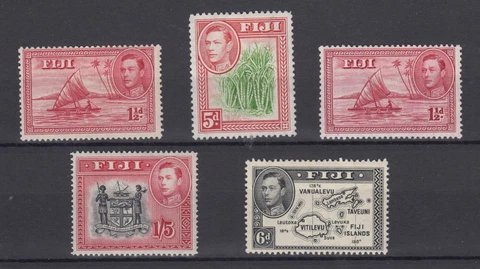 Fiji KGVI 1940 Set To 1s 5d p13.5 (except 5d (12.5) 1s 5d (14) ) MH BP5457 Cover