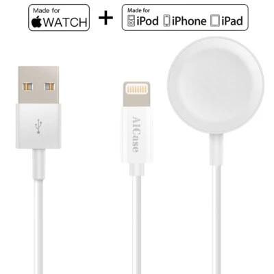 For iPhone Apple Watch Series 10 9 8 7 SE Ultra Magnetic Wireless Charger Cable - Image 1 of 4