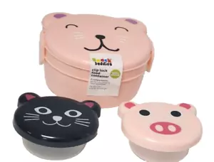 Confezione X3 Snack Buddies Clip Lock Contenitore Alimenti con 2 Mini Scatole Pranzo Ermetiche - Foto 1 di 13
