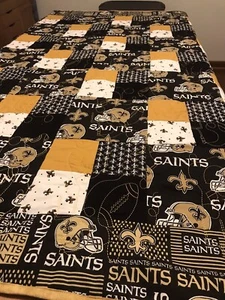 New Orleans Saints Quilted Throw Gold Backing 63” By 70” - Picture 1 of 3