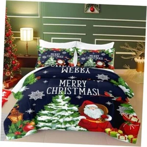 Christmas Comforter Set Size with 2 Pillowcases, Christmas Full Christmas-blue - Picture 1 of 8