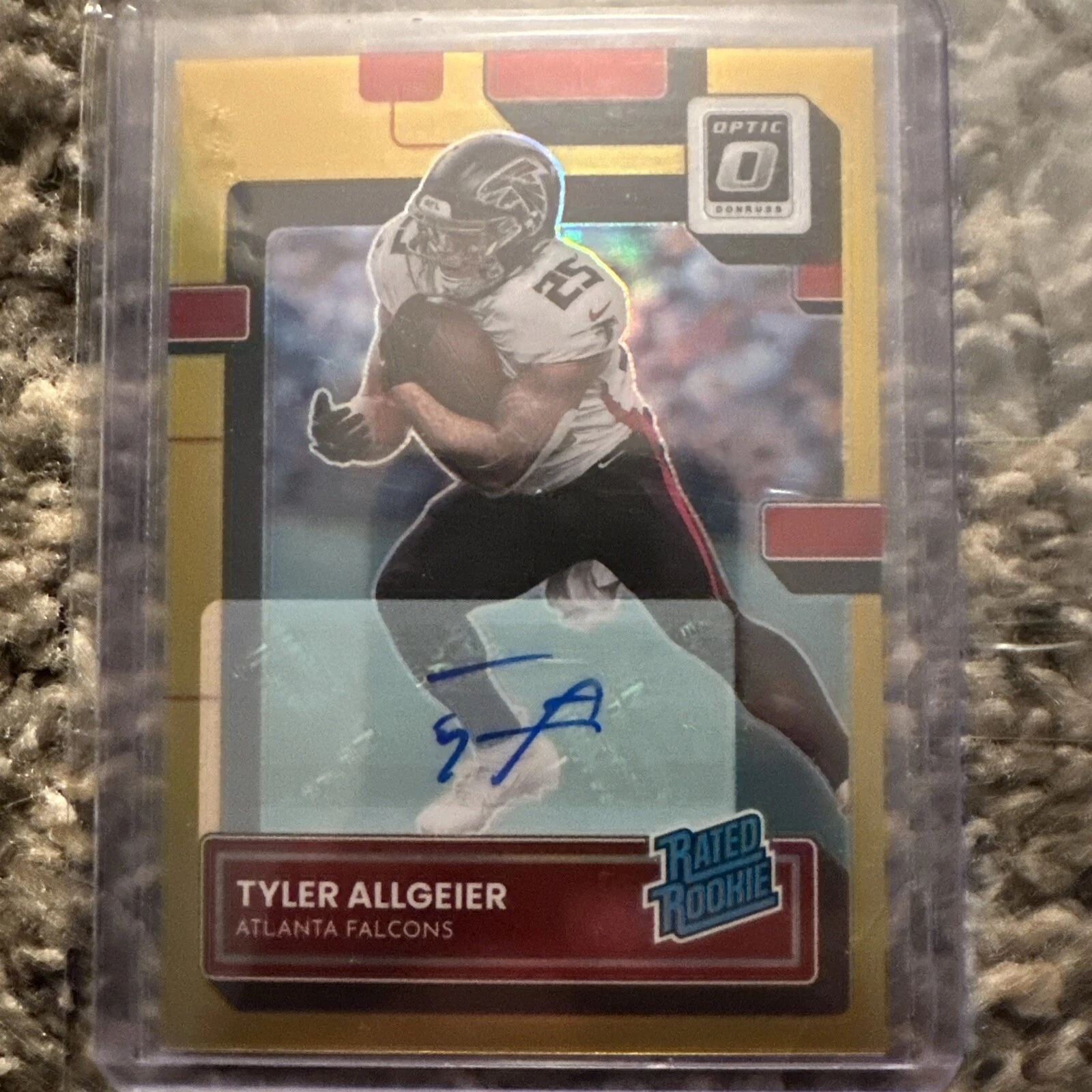 2022 Donruss Optic #278 Tyler Allgeier True Gold Prizm 2/10 Falcons SSP AUTO HOT