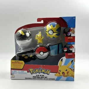 Pokémon Trainer Clip & Go Poké Ball Belt Set - Includes Pikachu Minifigure - NEW - Picture 1 of 2