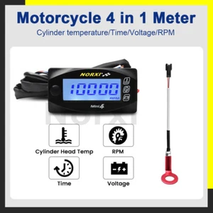 Motorcycle 4-in-1 Multifunction Gauge Tachometer+Engine Temp+Voltmeter+Clock 14m - Picture 1 of 9