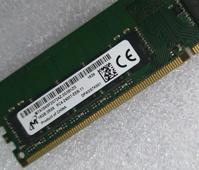 MT Micron 16GB DDR4 2400 ECC UDIMM RAM 2Rx8 PC4-19200 MTA18ASF2G72AZ-2G3B1 288p - Image 1 of 4