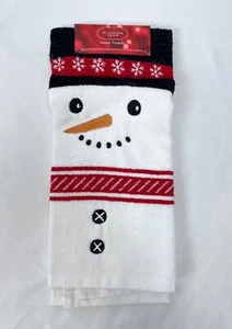 Sombrero de muñeco de nieve blanco cuadrado de San Nicolás toalla de mano de algodón vacaciones Navidad - Imagen 1 de 3