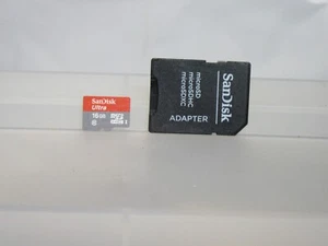 SANDISK ULTRA 16GB MICRO SDHC MEMORY CARD AND ADAPTER - GOOD USED CONDITION - Picture 1 of 1