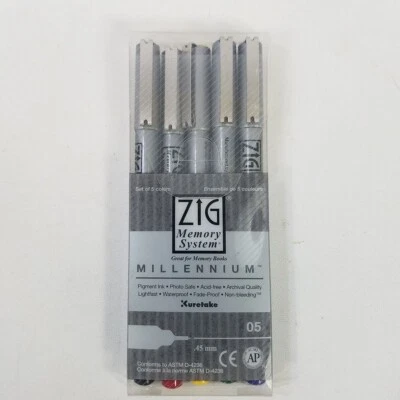 Sistema de memoria Zig Juego de 5 bolígrafos colores .45 mm rojo verde azul amarillo negro 05 Foto 1 de 4