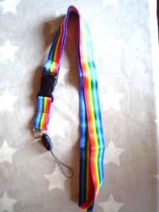 Gloss - Lanyard RAINBOW / Rainbow LGBTQ + Carabiner + Cell Phone Holder New - Picture 1 of 5