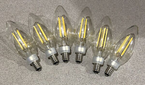 6 Pack GE Soft White LED B11C Candelabra Base Bulbs 60W EQ 5W Decorative Candle
