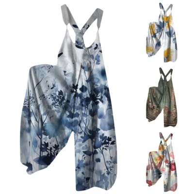 Damen-Overalls Mit Weitem Bein Lockere ?rmellose Overalls Retro-Strampler  ▽ - Bild 1 von 4