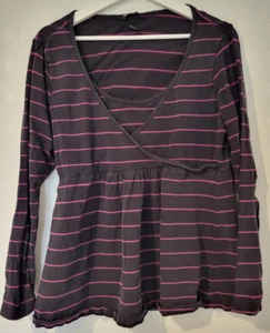 lila Langarmshirt, Umstandsmode, gestreift, Gr. L, H&M - Bild 1 von 1