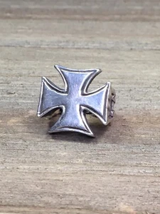 Deutsches Eisernes Kreuz Biker Ring Sterlingsilber Größe 8 Fahrrad Kette unabhängig - Bild 1 von 17
