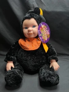 Costume Pan di Zucchero Bambini Creazioni Halloween Ragno Baby Doll 16" Ragnatela Bavaglino - Foto 1 di 7