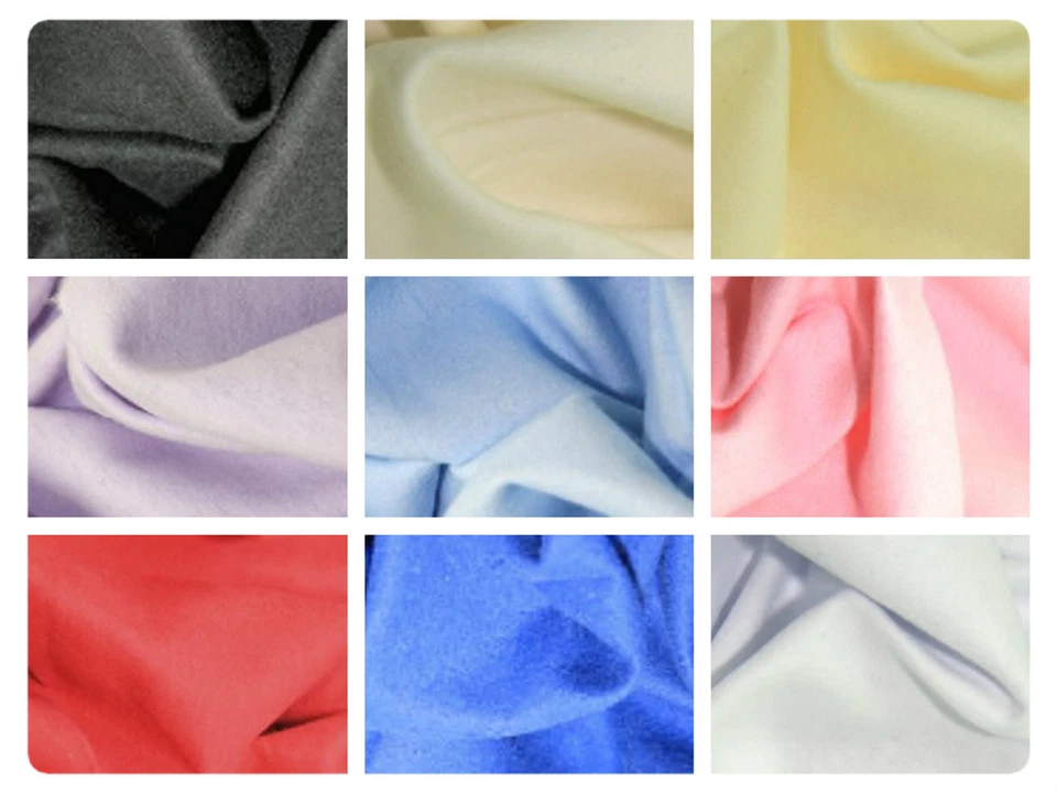 Brushed Cotton Fabric Plain Colour Winceyette Flannelette -100% Cotton Soft Baby