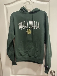 Champion Brand Walla Walla University Sweatshirt Green Small Hoodie - Picture 1 of 8