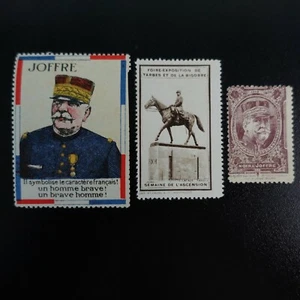 VIGNETTE COMMEMORATIVE LABELS JOFFRE / FOCH / JOFFRE - Imagen 1 de 2
