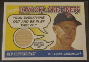 2004 Bazooka One-Liners Red Schoendienst Bat Relic St. Louis Cardinals HOF 