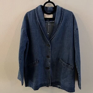NWT Promesa Denim Jacket Women Oversized Boxy Pockets Button Front Y2K - Picture 1 of 9