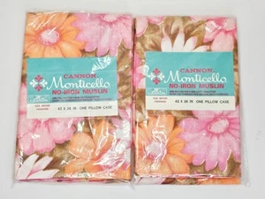 2 fundas de almohada florales geniales vintage Cannon Monticello - par de fundas con flores MCM - Imagen 1 de 5